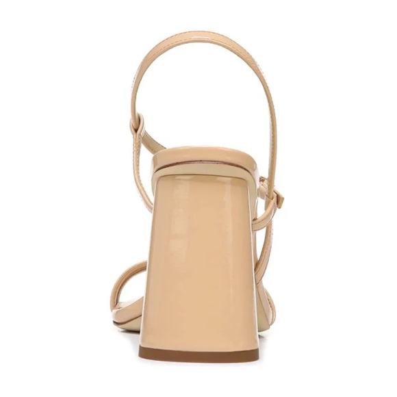 Sam Edelman Kit Block Heel Squared Open Toe Slingback Heeled Sandal Beige Patent - Picture 14 of 14